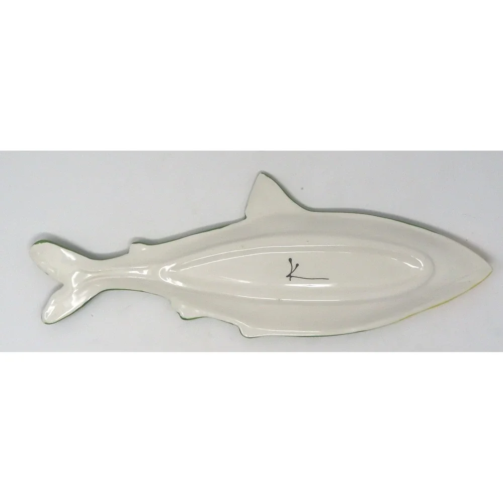 Vintage Signed Pottery Artist Amen Wardy Large Salmon‎ Fish Centerpiece Dish 20